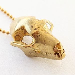 NEW small brass fruit bat scull necklace